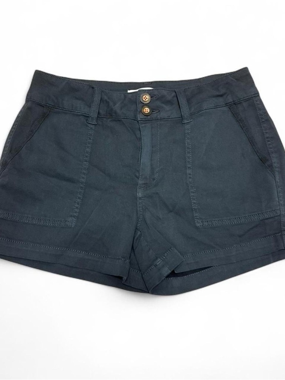 bke charcoal gray mid rise shorts double button stretch casual summer